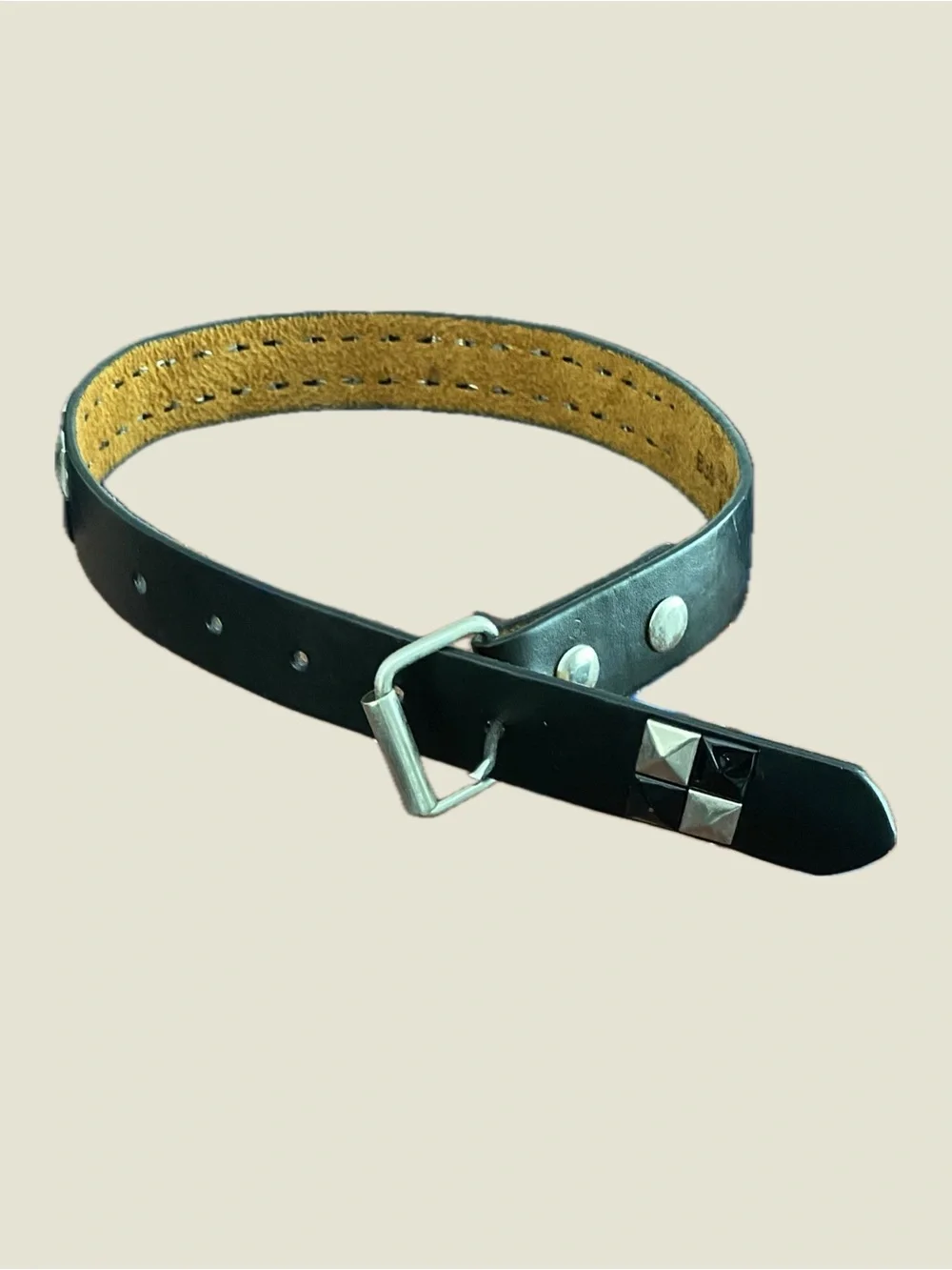 Punk Rock 2 Row Pyramid Studded Belt Youth Size YS Black Silver Checkerboard